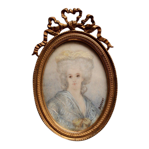 Miniatura su avorio Ritratto di Madame Necker Fine XIX