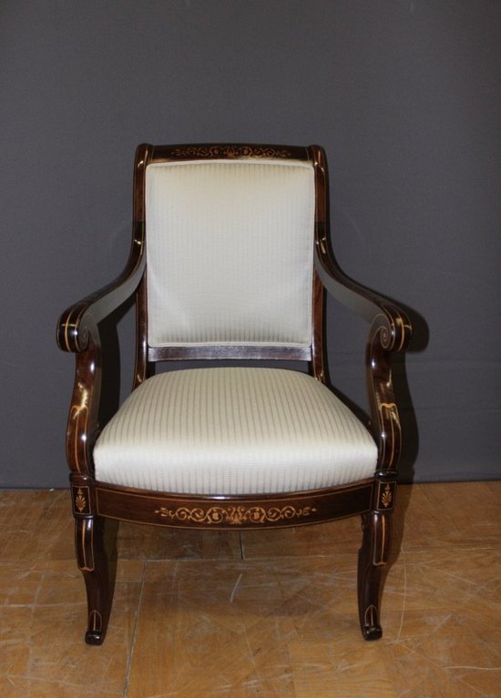 Paire De Fauteuils d'époque Charles X En Marqueterie