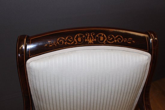 Paire De Fauteuils d'époque Charles X En Marqueterie