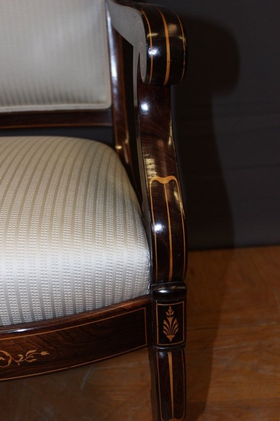 Paire De Fauteuils d'époque Charles X En Marqueterie