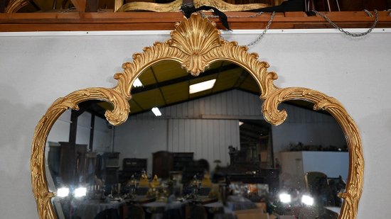 Important Gilded Wood Mirror, Louis XV style - Mid 20th century