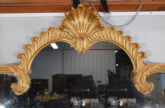 Important Gilded Wood Mirror, Louis XV style - Mid 20th century