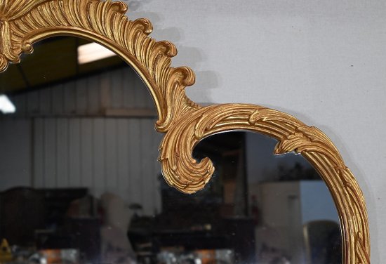 Important Gilded Wood Mirror, Louis XV style - Mid 20th century
