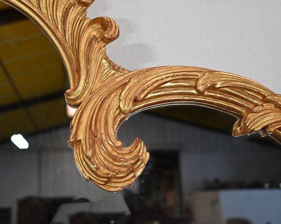 Important Gilded Wood Mirror, Louis XV style - Mid 20th century