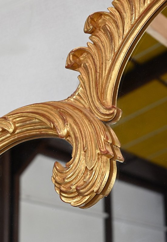 Important Gilded Wood Mirror, Louis XV style - Mid 20th century