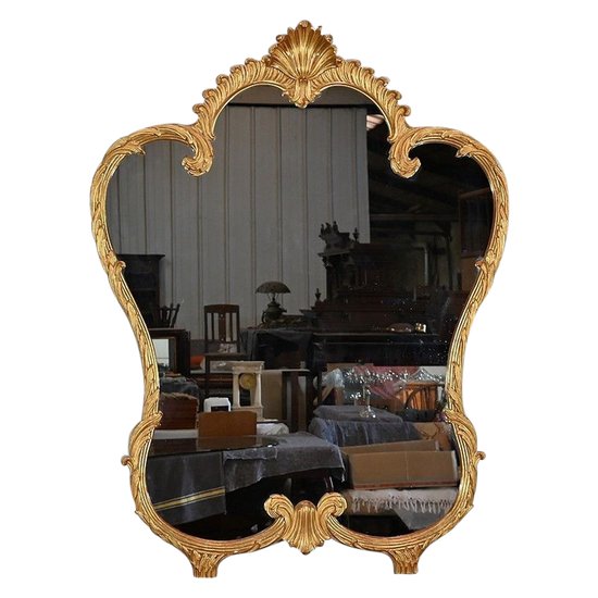 Important Gilded Wood Mirror, Louis XV style - Mid 20th century