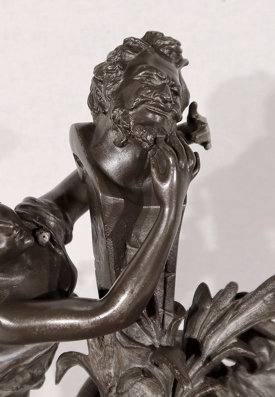 Scultura in peltro "La fontana", di G. Van de Voorde, Art Nouveau - 1900