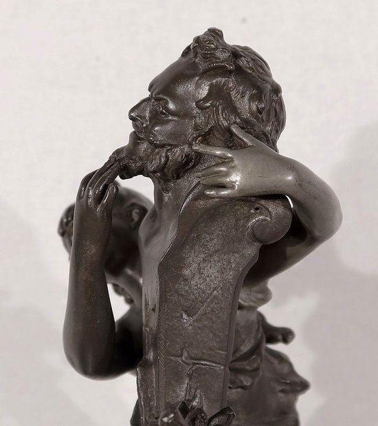 Scultura in peltro "La fontana", di G. Van de Voorde, Art Nouveau - 1900