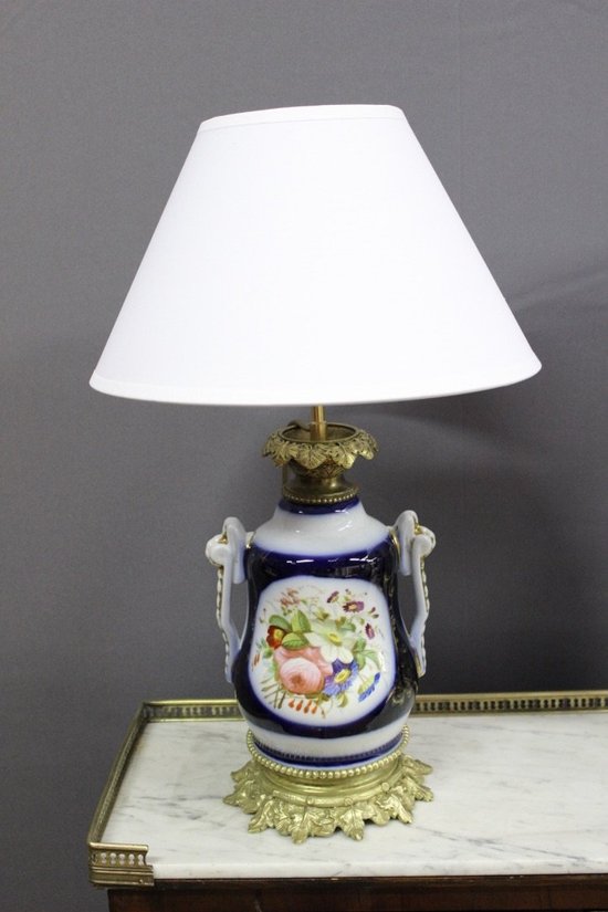 Coppia di lampade in porcellana di Bayeux Fine Ottocento