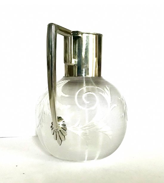 Decanter per succo in cristallo e argento