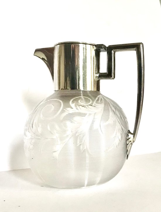 Decanter per succo in cristallo e argento