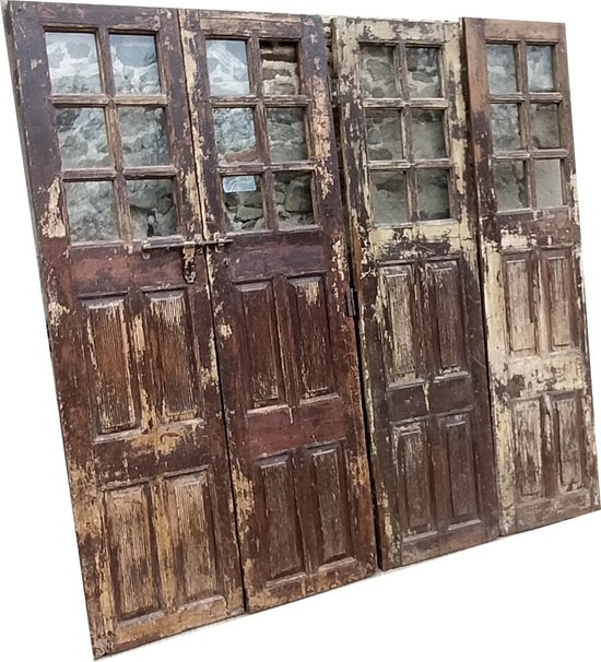 Deux Paires De Portes Ancienne Vitrées XIXème En Teck Porte