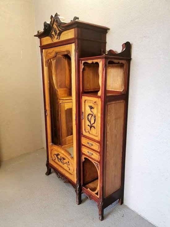 Jugendstil-Schrank Ecole de Nancy "Aux Pavots" (Mohnblumen)