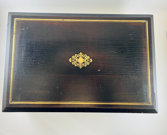 Grande scatola di legno annerito Napoleone 3 XIX secolo