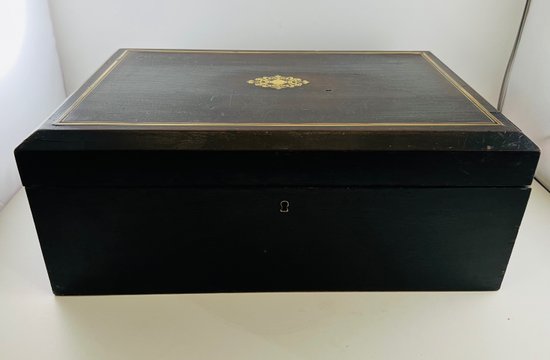 Grande scatola di legno annerito Napoleone 3 XIX secolo