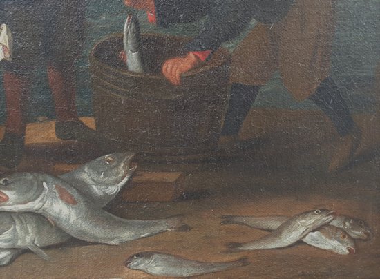 Ecole flamande du XVIIIe siècle d'après David TENIERS - Le retour de la pêche