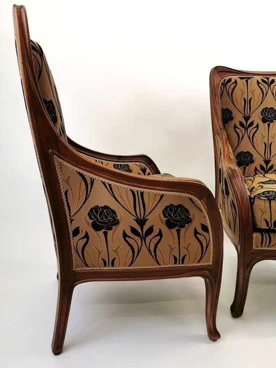 Louis Majorelle Pair of Art Nouveau Armchairs "Mouluration Ornées