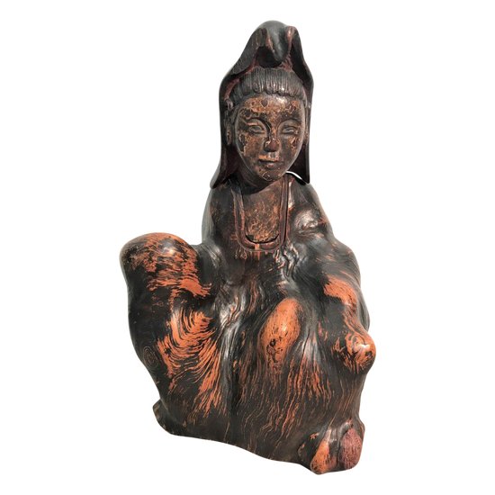 Chine divinité en bois sculpté XVIIIème siècle