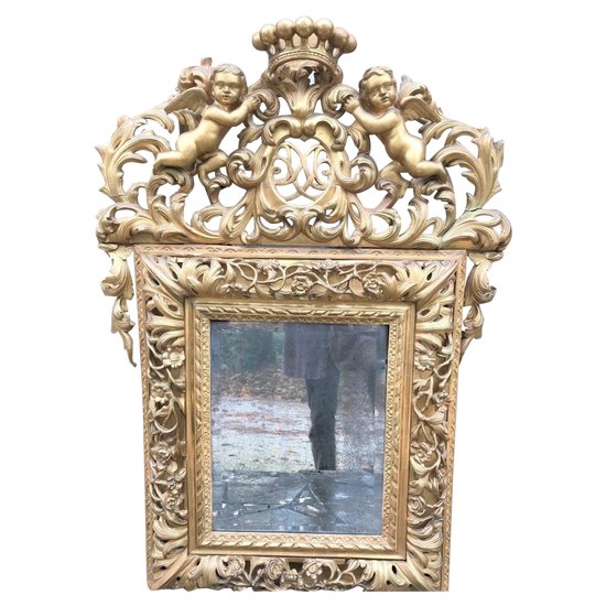 Miroir doré époque Louis XIV