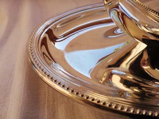 Christofle silver plated "Perles" model gravy boat (ref MA 0628)