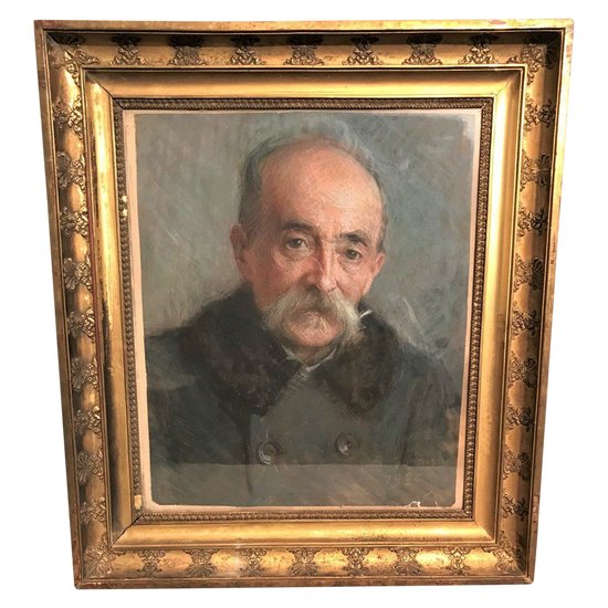 Tableau pastel portrait d'homme daté 1926