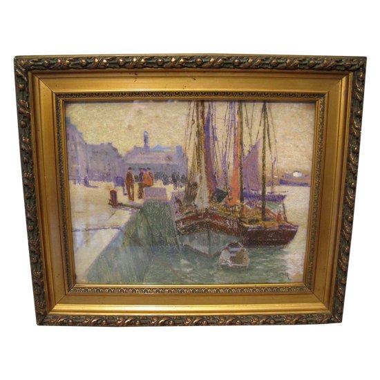 Marine pastel from the beginning of the 20th century