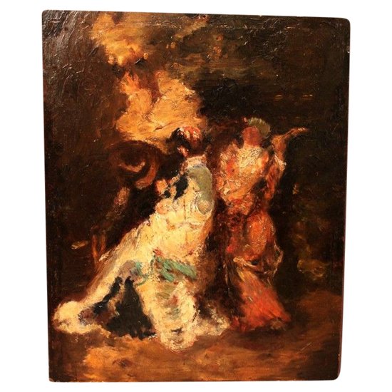 Oil on cardboard after Adolphe Monticelli