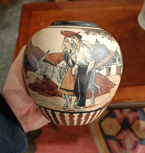 Vase - Steinzeug Aus Ciboure - R.F- M. David- Um 1950