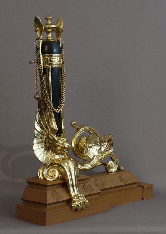 Pair Of Large Antique Style Andirons 19th Century