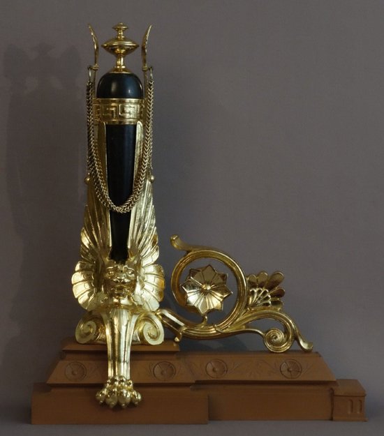Pair Of Large Antique Style Andirons 19th Century
