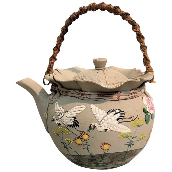 Japanese stoneware teapot Banko Sumidagawa 19th century