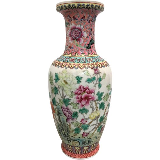 Vase en porcelaine de Chine famille rose époque XXème siècle