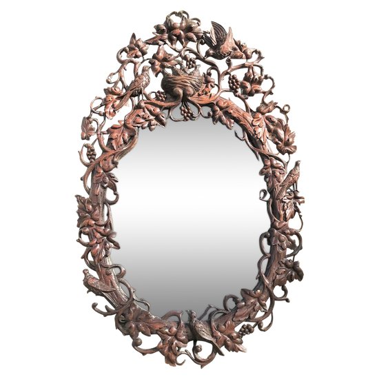 Miroir aux oiseaux en bois sculpté époque XIXème siècle