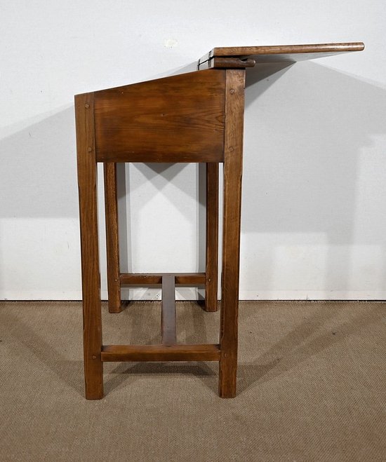 Petit Pupitre d’Écolier en Chêne et Pin – 1920