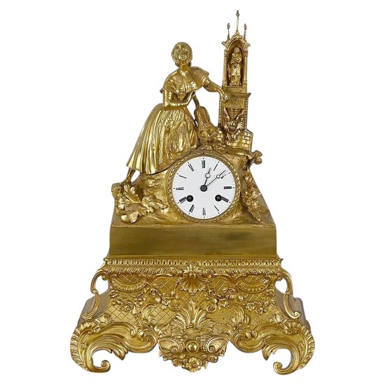 Pendule en bronze doré, époque Napoléon III – Milieu XIXe