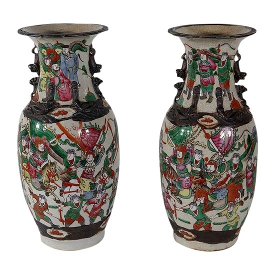 Pair of Nanjing Porcelain Vases, China - Late 19th century