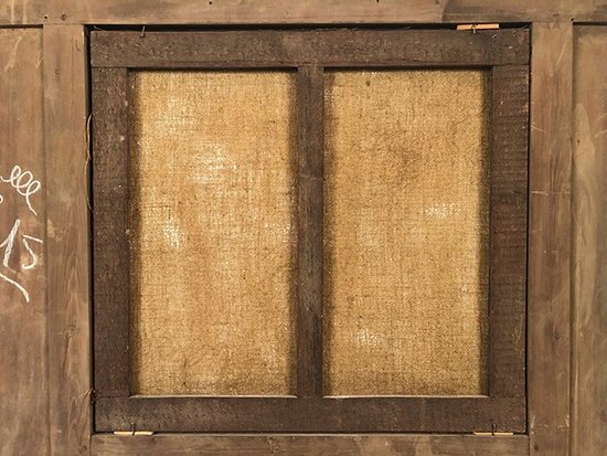Grand trumeau en bois laqué vert, rechampi or de style Louis XVI. XIXe