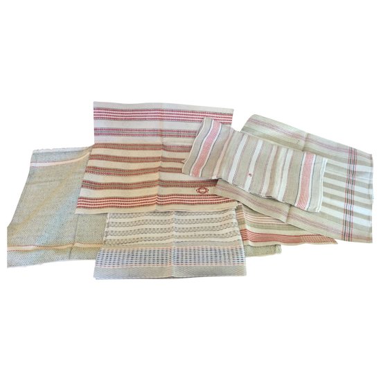 6 antique linen tea towels