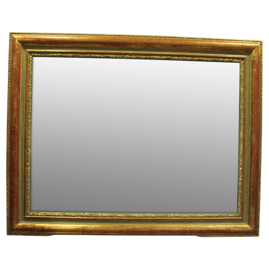Louis Philippe Rectangle Gold And Patina Mirror, Mercury Glass 79 X 101 Cm