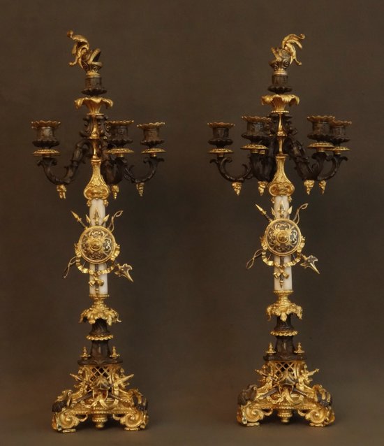 Pair Of Girandoles With Trophies 1820