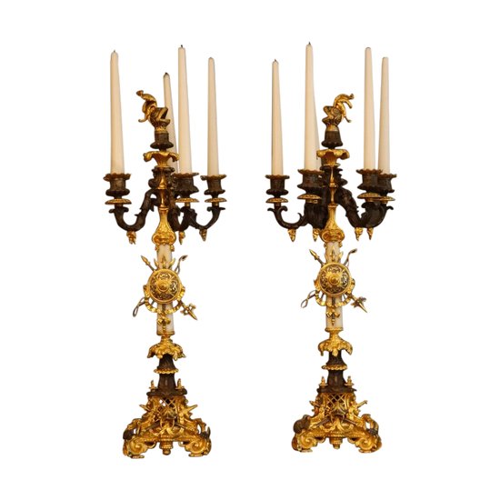 Pair Of Girandoles With Trophies 1820