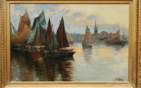 Marine, Oil on canvas Suignée P. Camus