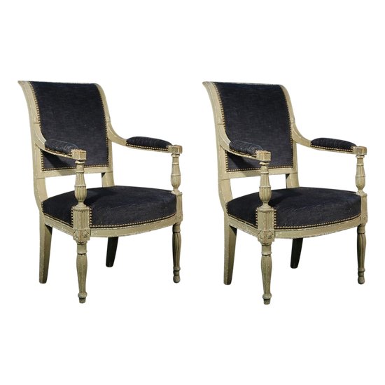 Pair of 18th century Directoire armchairs Completely period