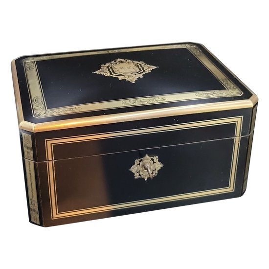 MACE & BOULANGER Paris Antique Coffret nécessaire de voyage et boite à bijoux Napoleon 3 Victorian antiquity boite marqueterie victorian