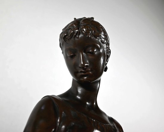 Bronzo "La Jeune Femme au Chien", firmato E-L.Truffot - Seconda metà del XIX secolo