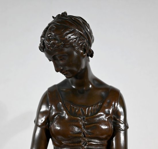 Bronzo "La Jeune Femme au Chien", firmato E-L.Truffot - Seconda metà del XIX secolo