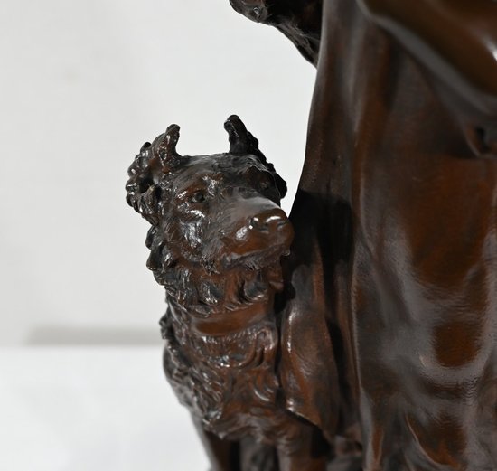 Bronzo "La Jeune Femme au Chien", firmato E-L.Truffot - Seconda metà del XIX secolo