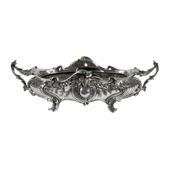 Silver plated bronze planter, Louis XV style - 2nd half XIXth century