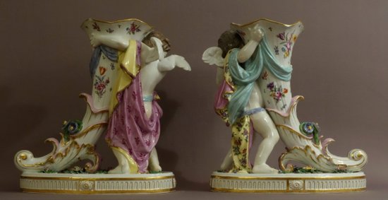  Pair Of Large Rhyton Vases By Samson 19th century