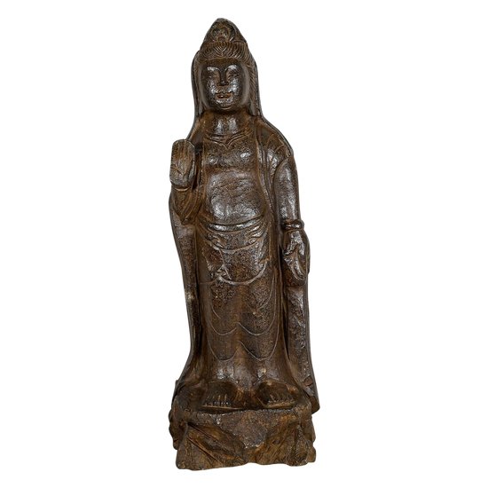 Statua di Buddha in pietra nera - seconda metà del XIX secolo